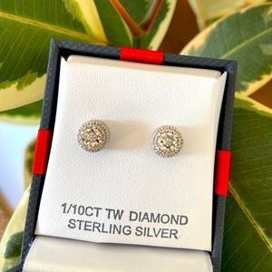 Diamond sterling silver earrings
